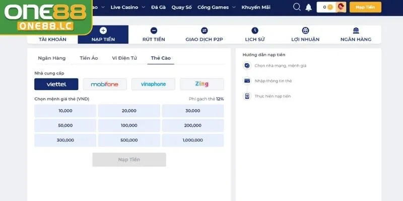 Nạp Tiền ONE88 1 Khám phá 3 hình thức nạp tiền ONE88 được ưa chuộng nhất